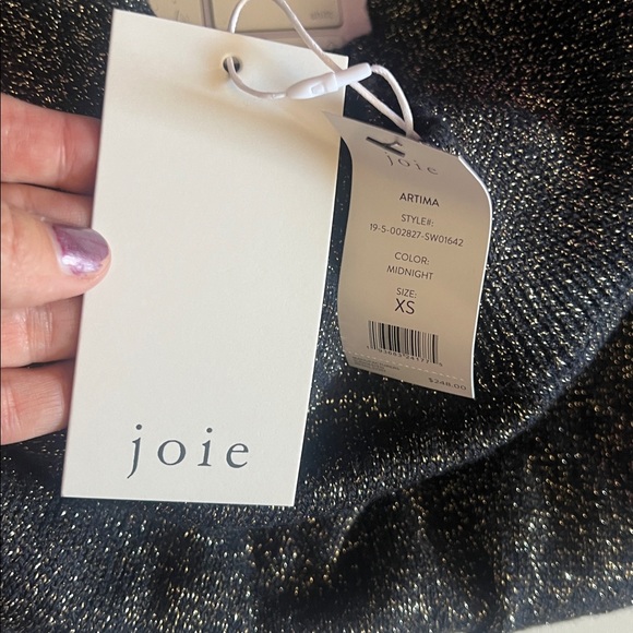 🛑 1 hour sale. Joie, XS, Black and Gold Glitter Puff Sleeve Sweater. NWT. - Picture 9 of 11